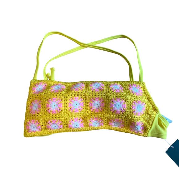 Wild Fable Women's Yellow and Pink Crochet Bralette Bikini Top - Size XS - NWT - Picture 3 of 9